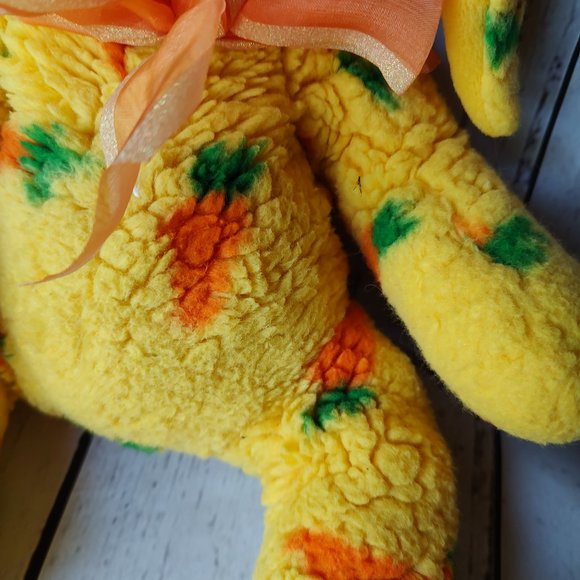 Petting Zoo Bunny Plush Yellow Carrot Print Fur 15" Stuffed Animal Easter - Picture 4 of 9